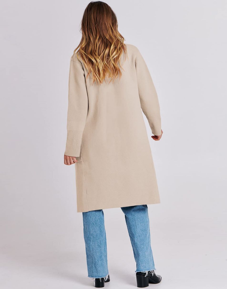 ANRABESS Cardigan für Damen Oversized Offener Pullover Mantel Langarm Revers Blazer Jacke Herbst Oberbekleidung Coatigan