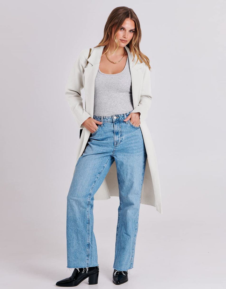 ANRABESS Cardigan für Damen Oversized Offener Pullover Mantel Langarm Revers Blazer Jacke Herbst Oberbekleidung Coatigan