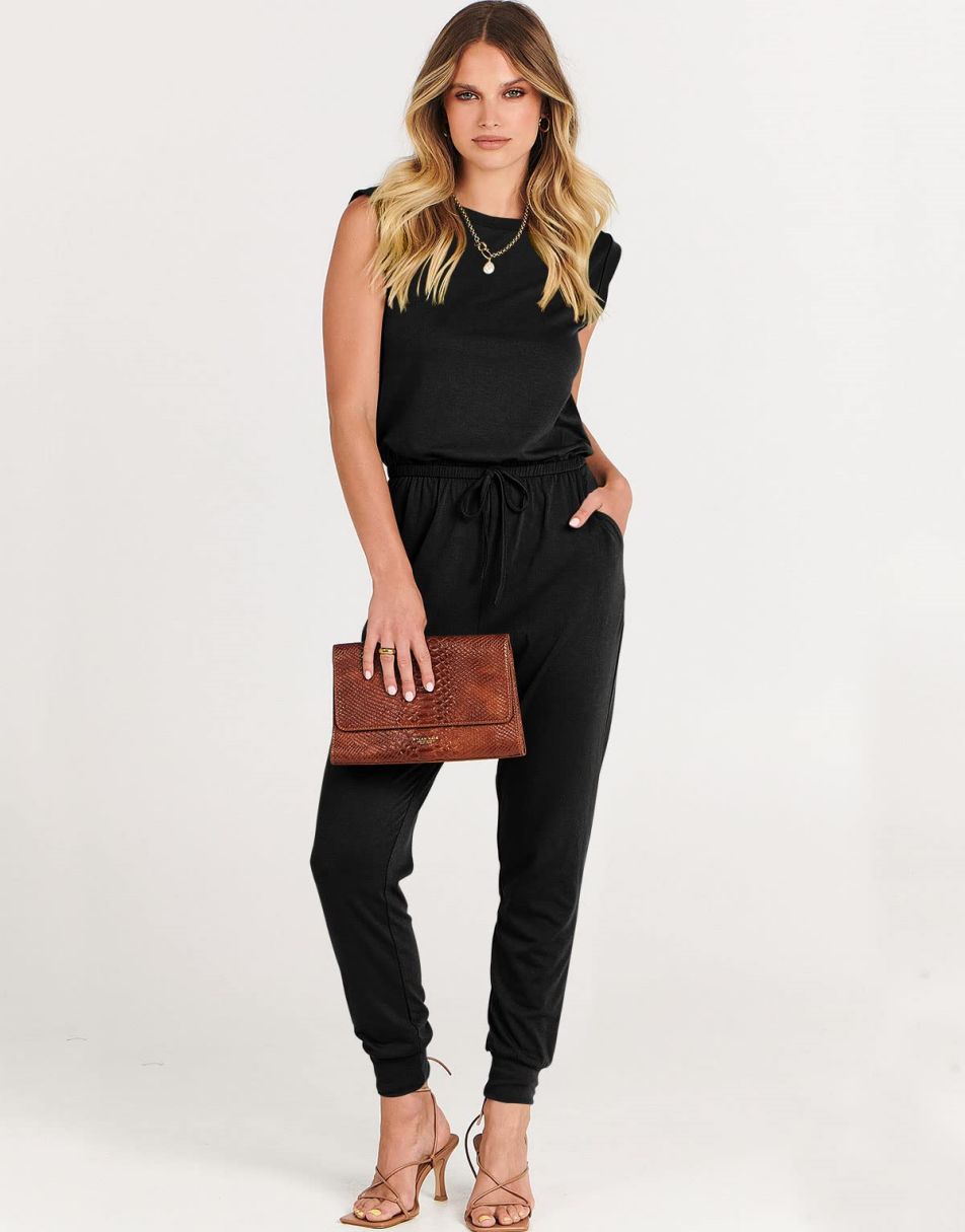 ANRABESS Rundhals-Overall, ärmellos, dehnbar mit Taschen