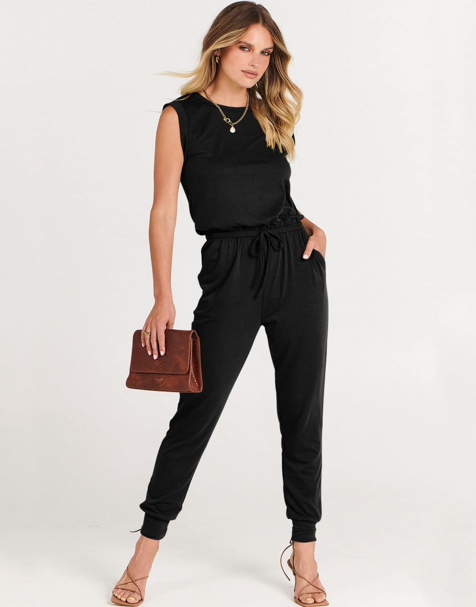 ANRABESS Rundhals-Overall, ärmellos, dehnbar mit Taschen