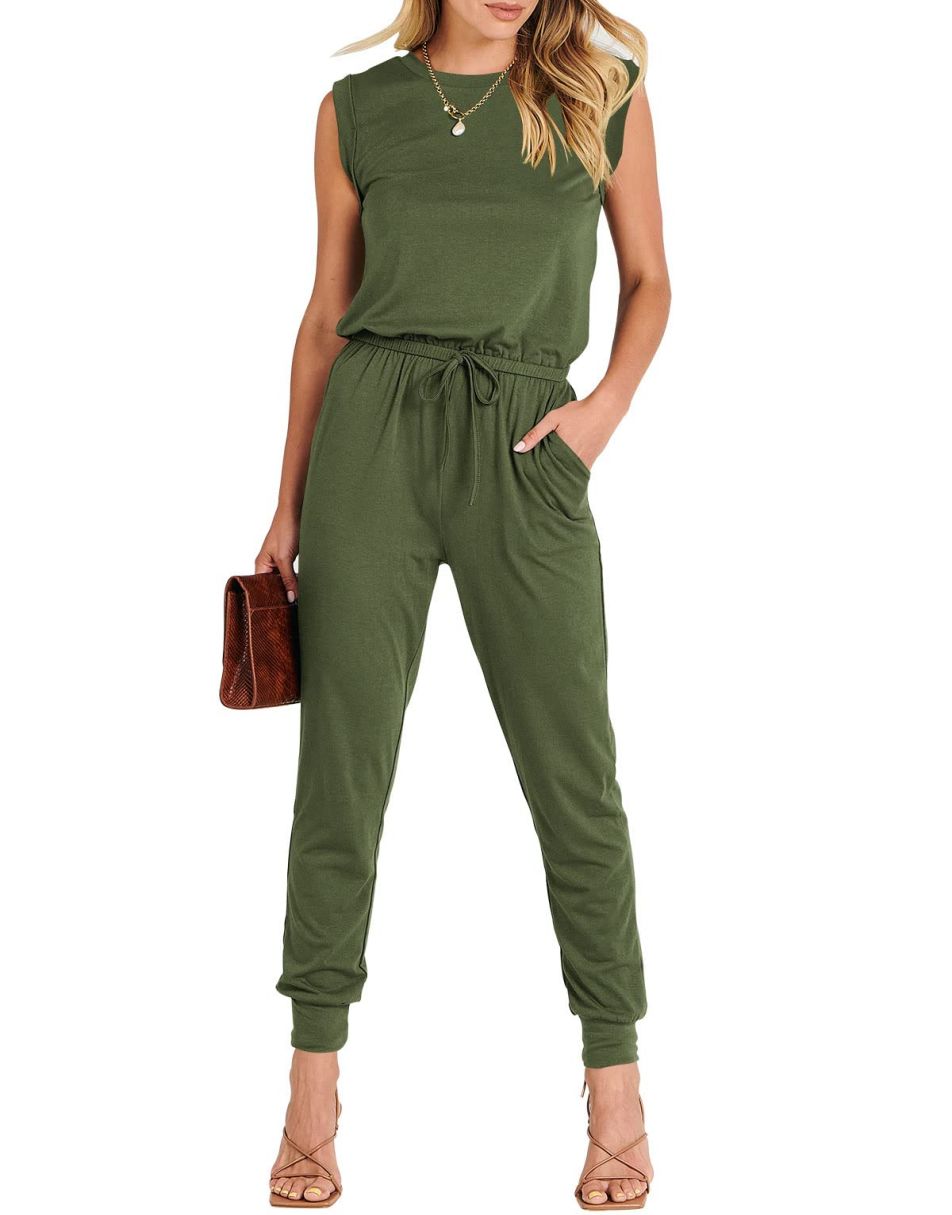 ANRABESS Rundhals-Overall, ärmellos, dehnbar mit Taschen