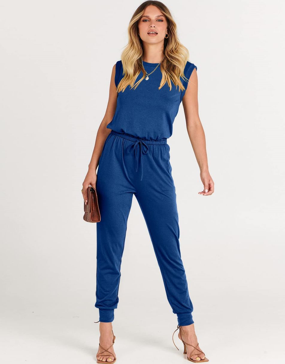 ANRABESS Rundhals-Overall, ärmellos, dehnbar mit Taschen