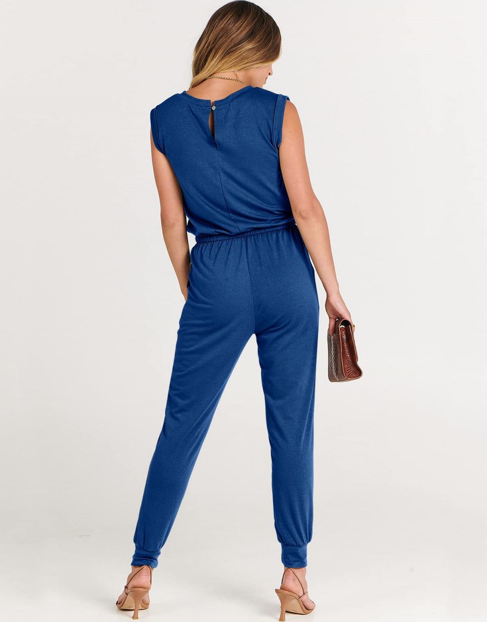 ANRABESS Rundhals-Overall, ärmellos, dehnbar mit Taschen