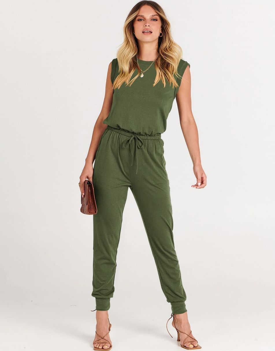 ANRABESS Rundhals-Overall, ärmellos, dehnbar mit Taschen