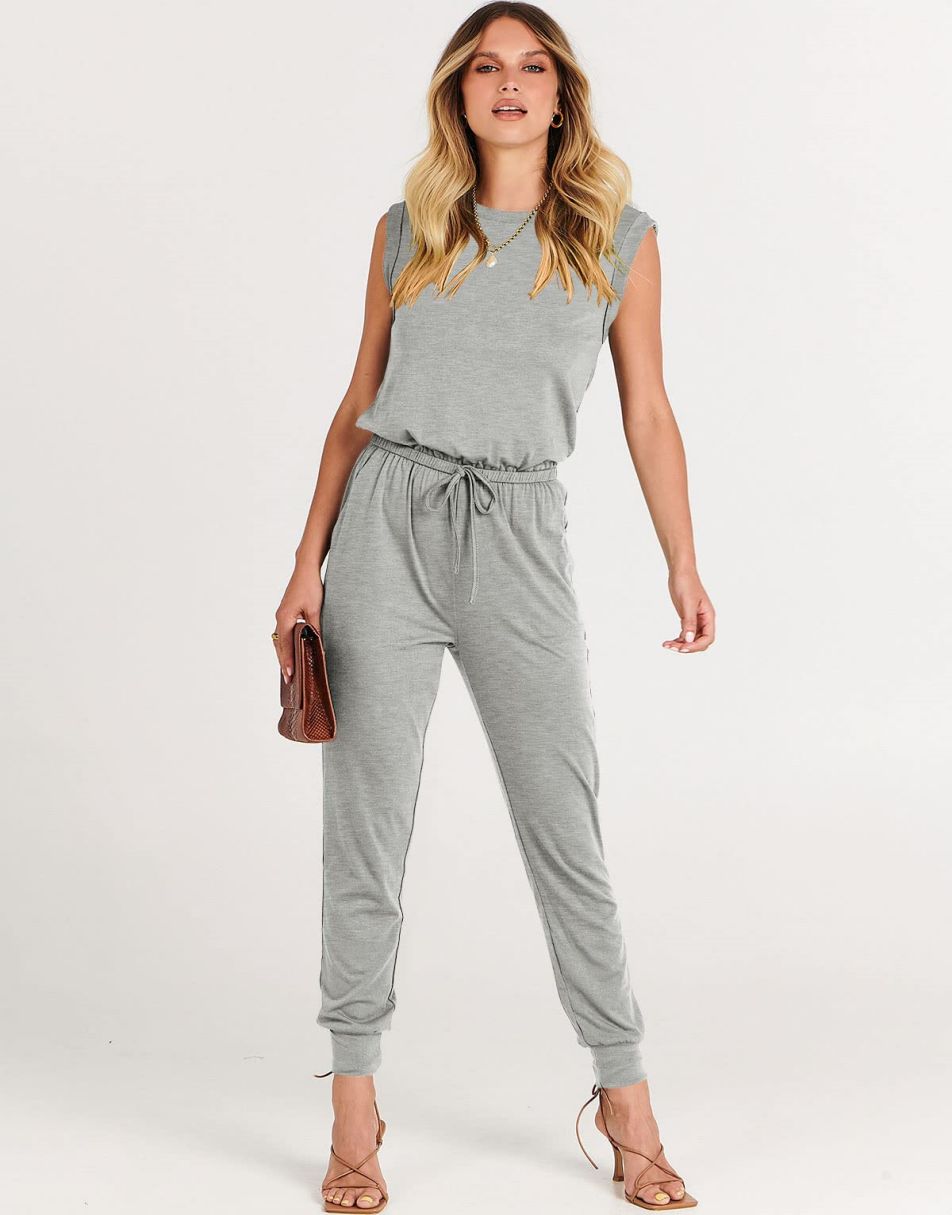 ANRABESS Rundhals-Overall, ärmellos, dehnbar mit Taschen