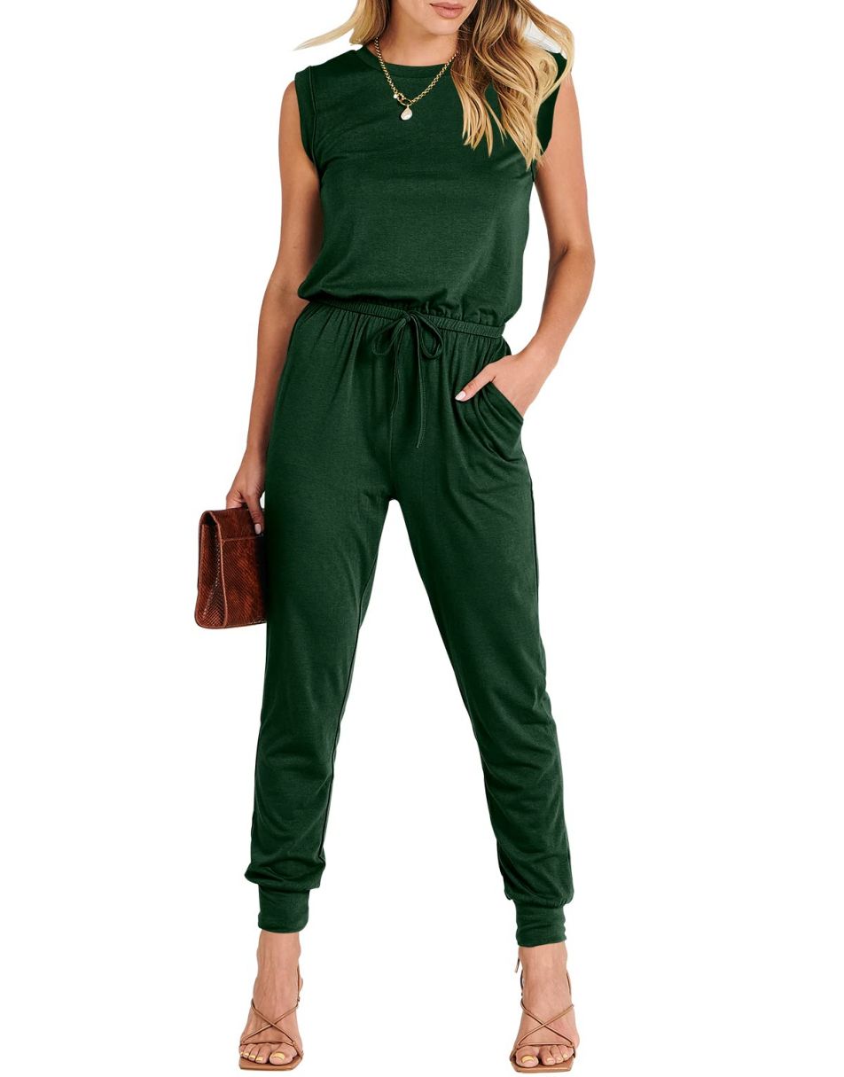 ANRABESS Rundhals-Overall, ärmellos, dehnbar mit Taschen