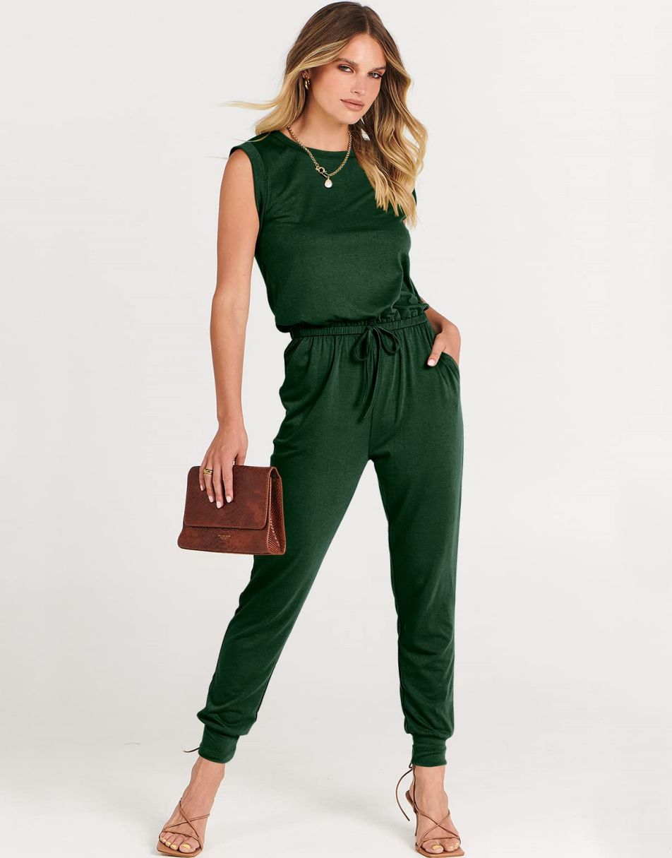 ANRABESS Rundhals-Overall, ärmellos, dehnbar mit Taschen