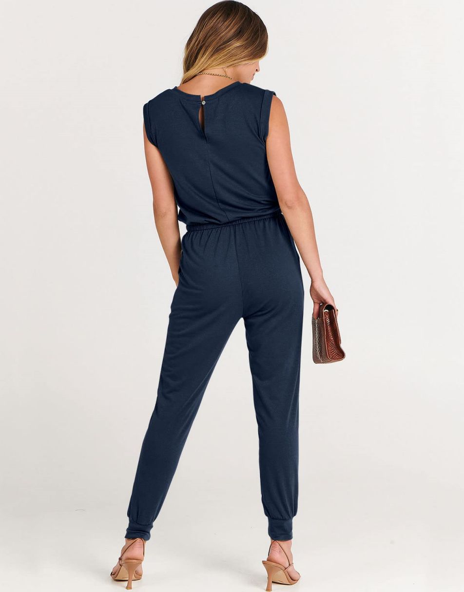 ANRABESS Rundhals-Overall, ärmellos, dehnbar mit Taschen