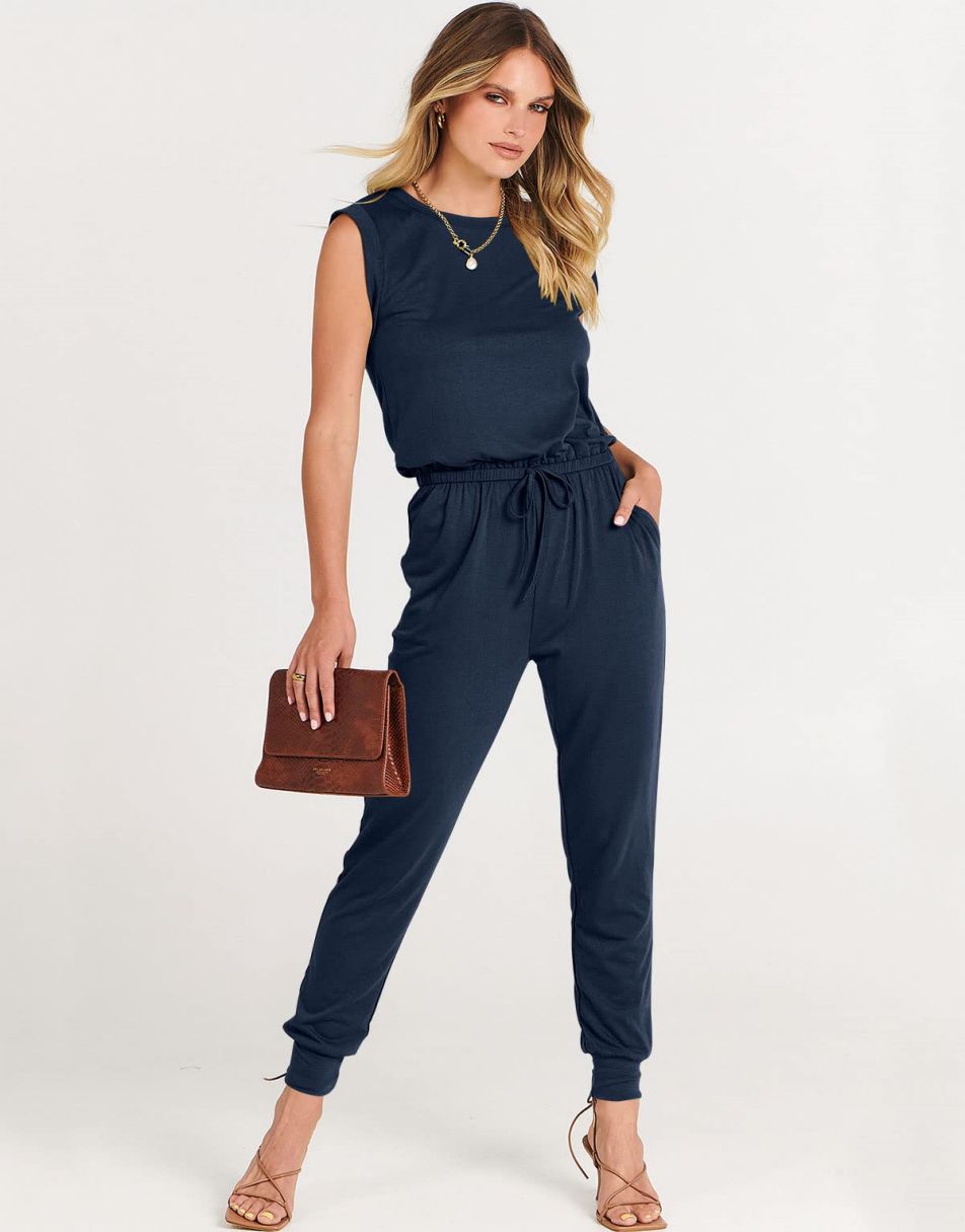 ANRABESS Rundhals-Overall, ärmellos, dehnbar mit Taschen