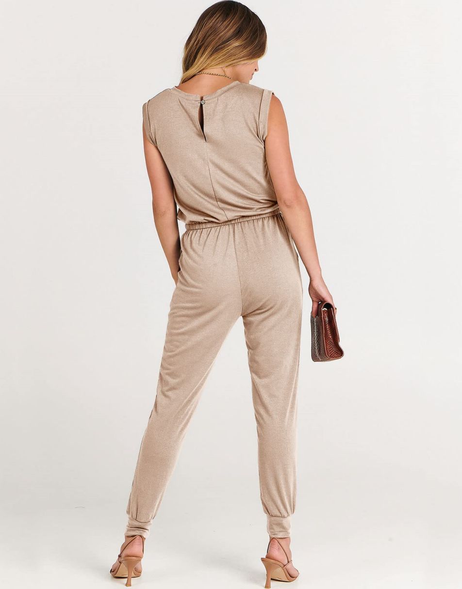 ANRABESS Rundhals-Overall, ärmellos, dehnbar mit Taschen
