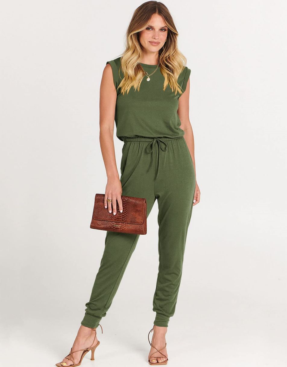 ANRABESS Rundhals-Overall, ärmellos, dehnbar mit Taschen