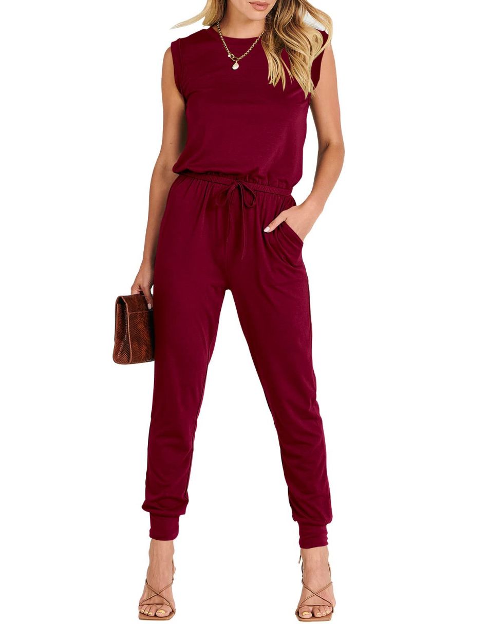 ANRABESS Rundhals-Overall, ärmellos, dehnbar mit Taschen