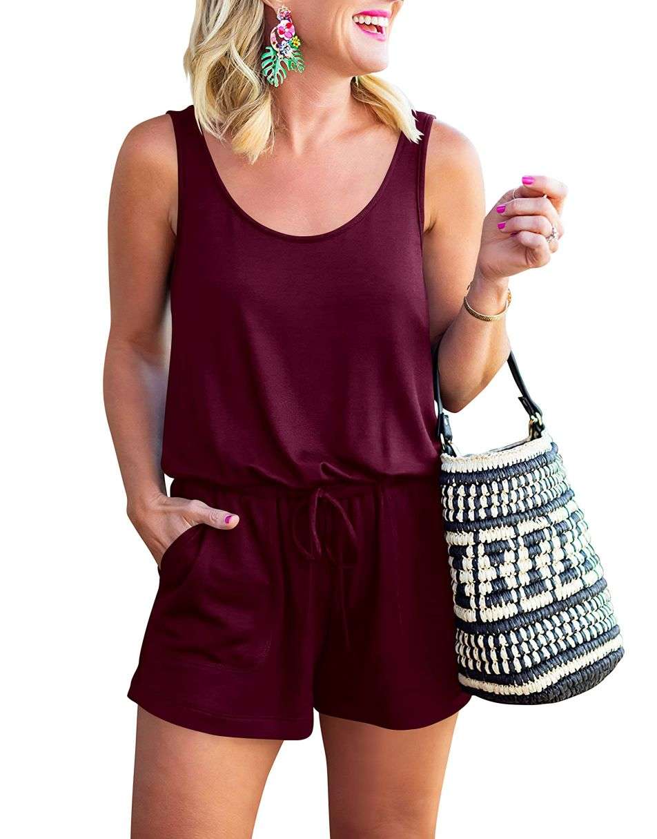ANRABESS Ärmelloser Tank-Overall mit Rundhalsausschnitt und Taschen