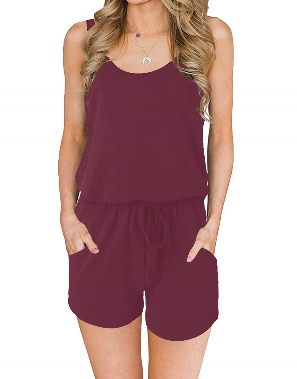ANRABESS Ärmelloser Tank-Overall mit Rundhalsausschnitt und Taschen