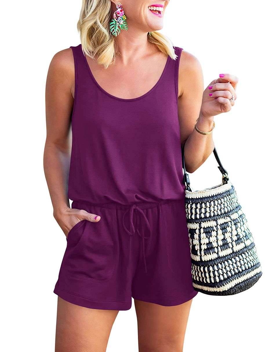 ANRABESS Ärmelloser Tank-Overall mit Rundhalsausschnitt und Taschen
