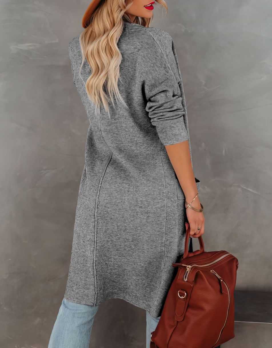 ANRABESS Damen Freizeit Langarm Drapierter Offener Strick Cardigan Jacken Pullover mit Taschen