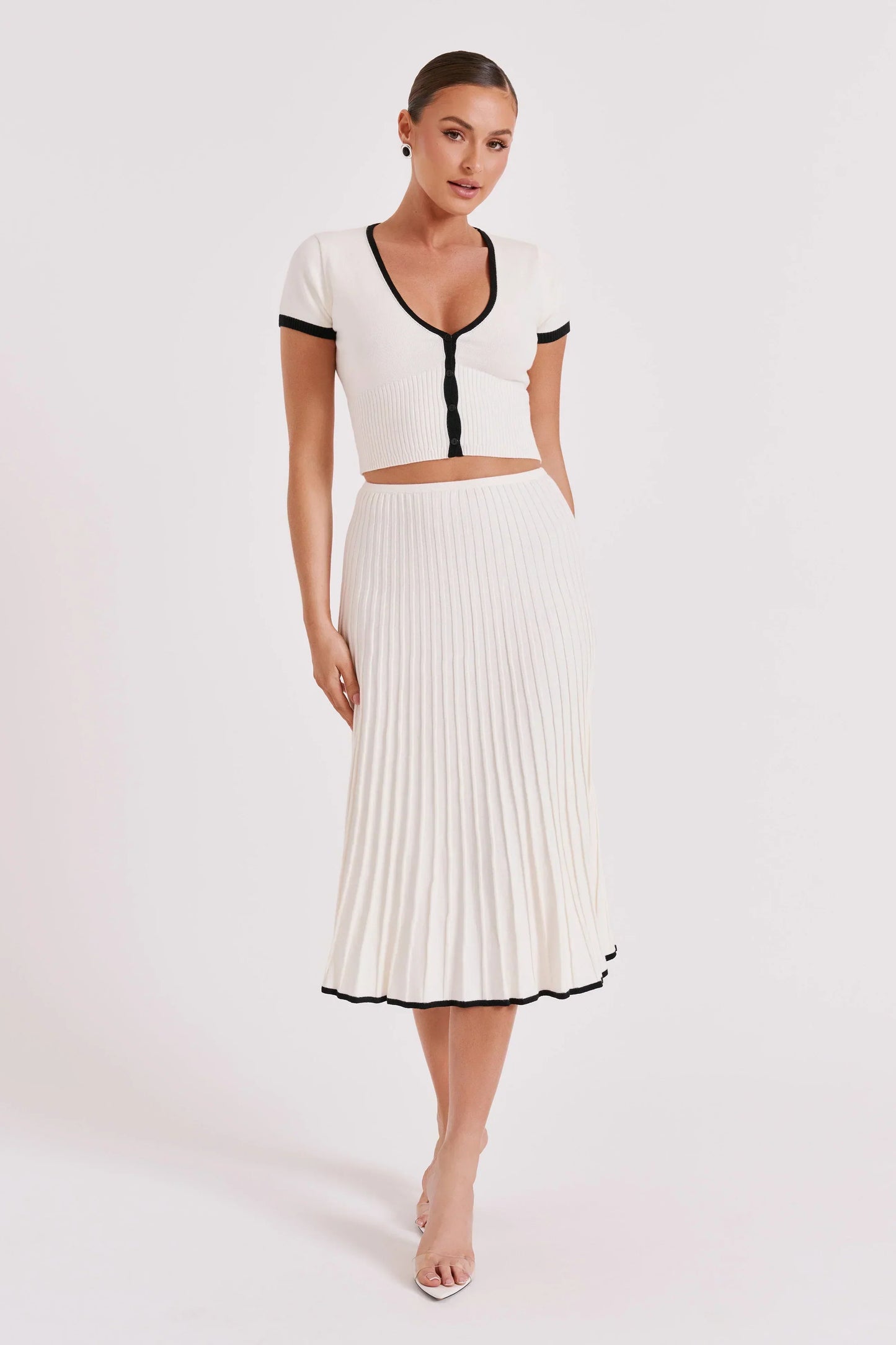 JOLENE Strick-Top und Midirock-Set