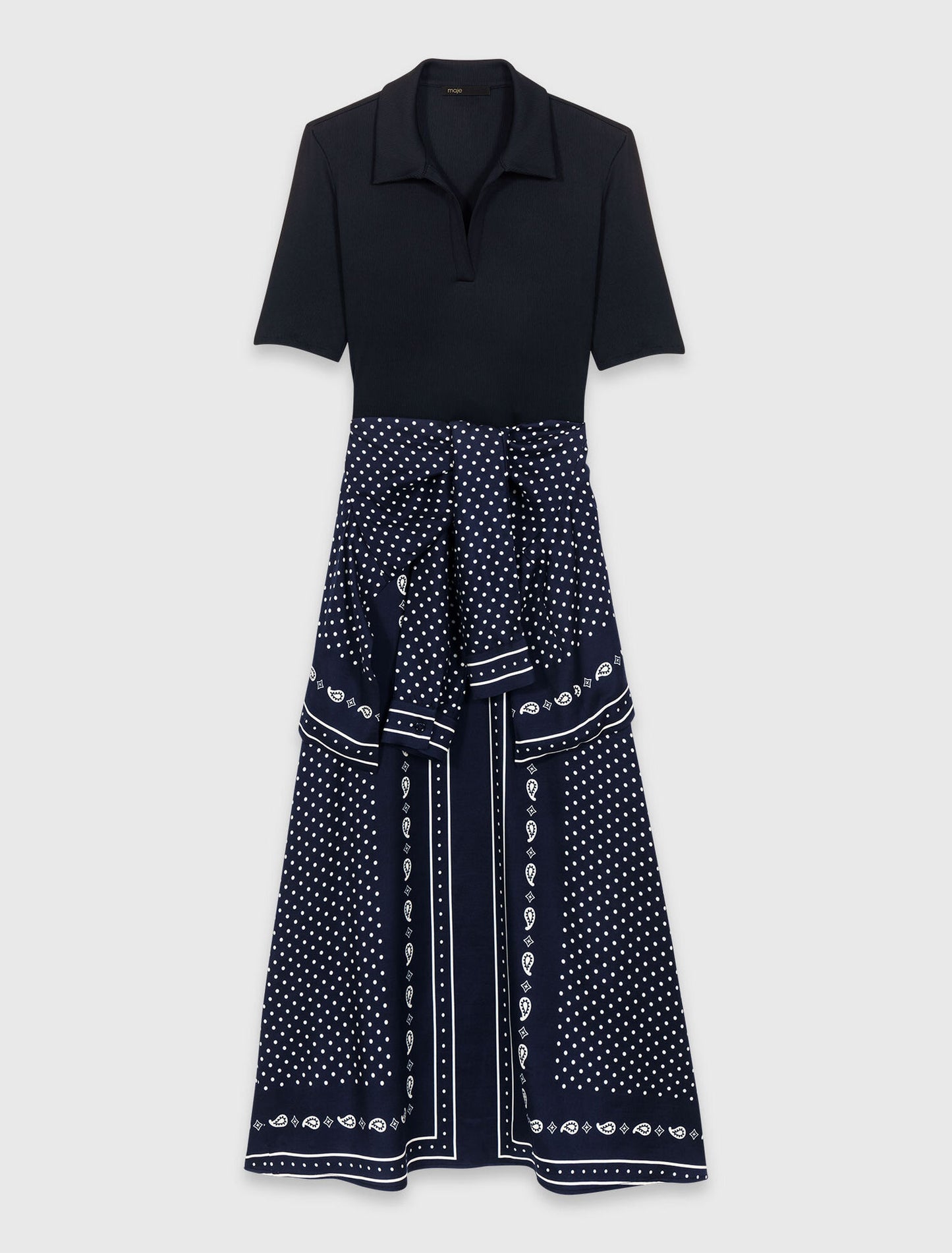Patterned mixed-material dress