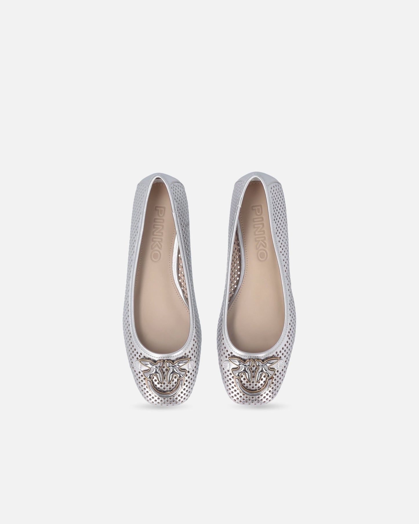 Perforated ballerinas in laminated nappa leather