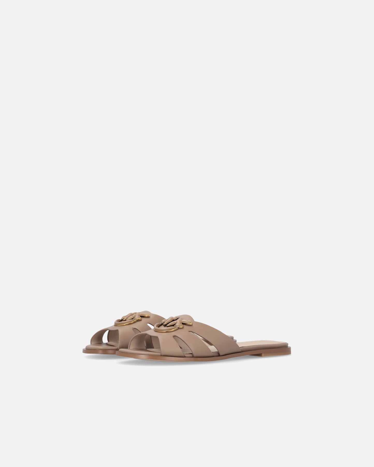 Leather slip-on sandals with Love Birds logo