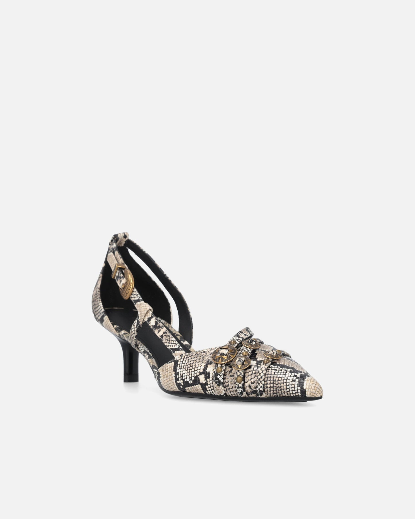 Pumps with python print and jewel studs
