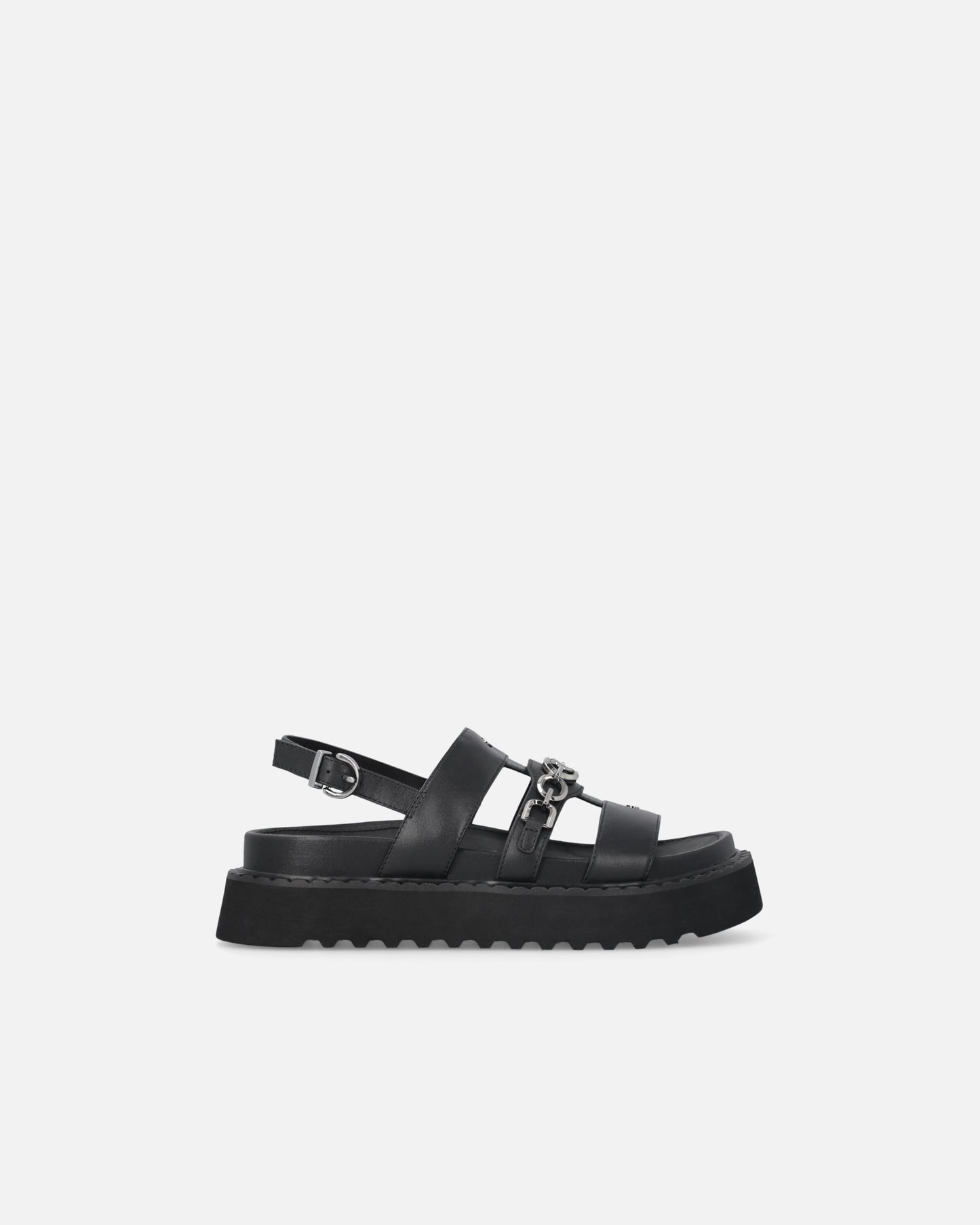 Leather sandals with chain