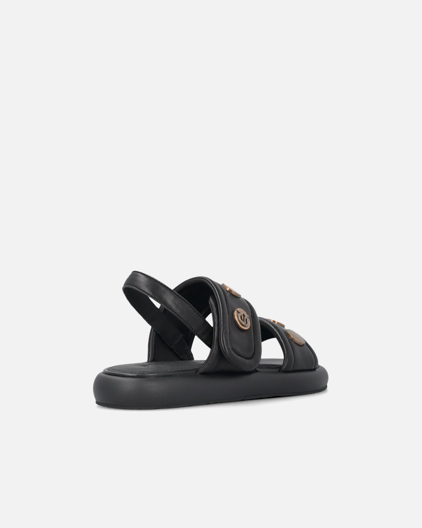 Padded nappa leather sandals with metallic details