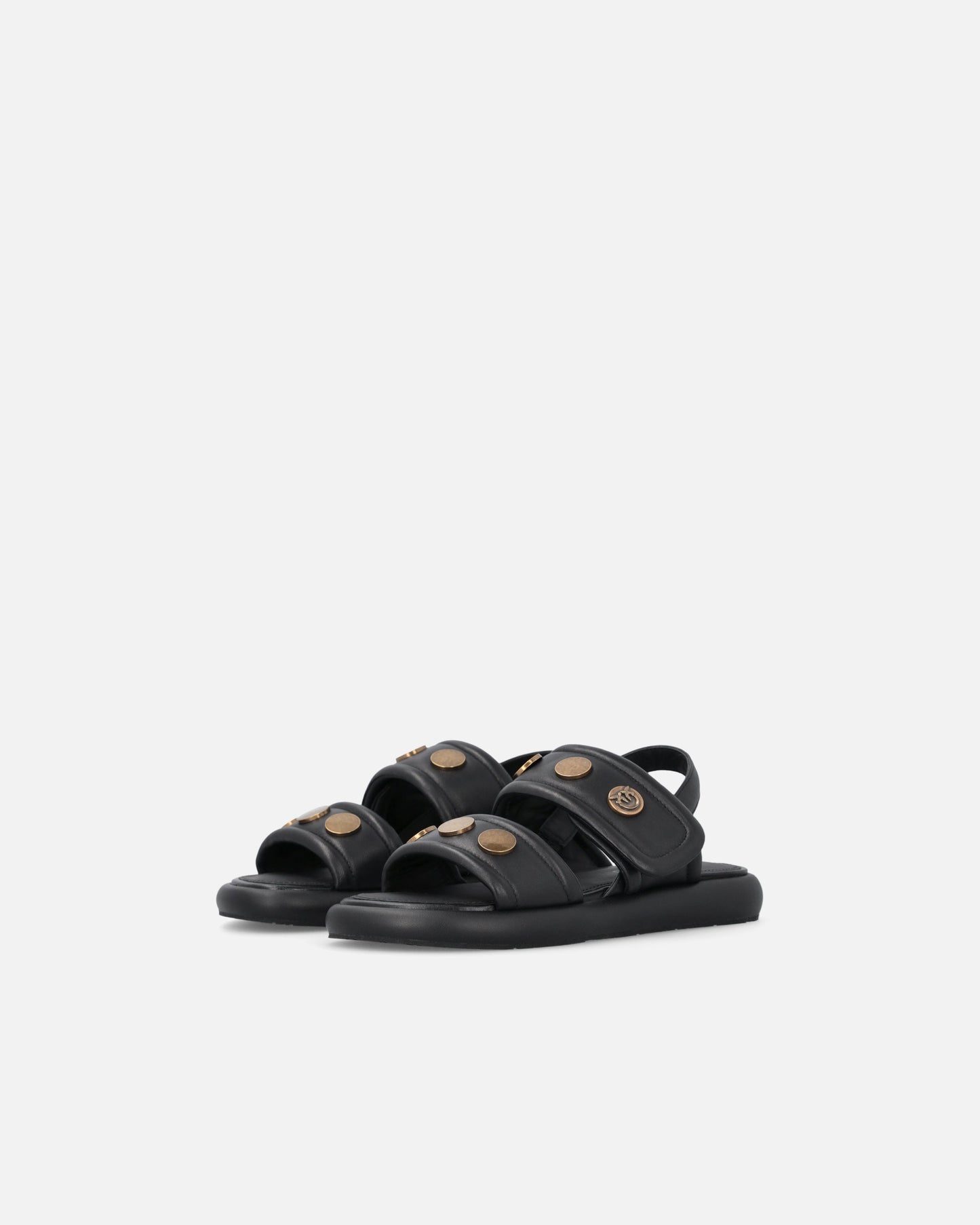 Padded nappa leather sandals with metallic details