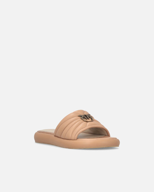 Perforated nappa leather slip-on sandals with Love Birds logo