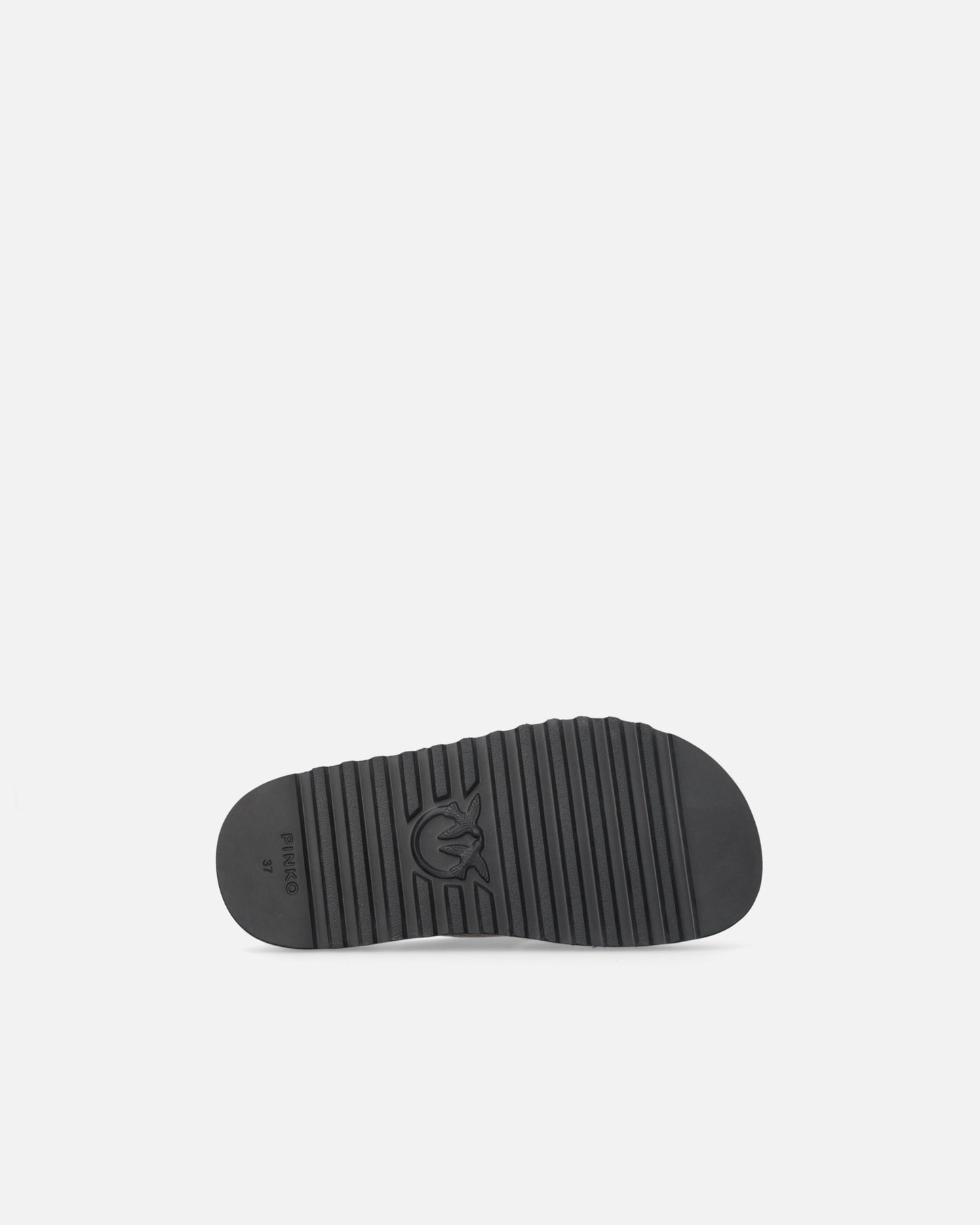 Woven nappa leather slip-on sandals with metallic rings