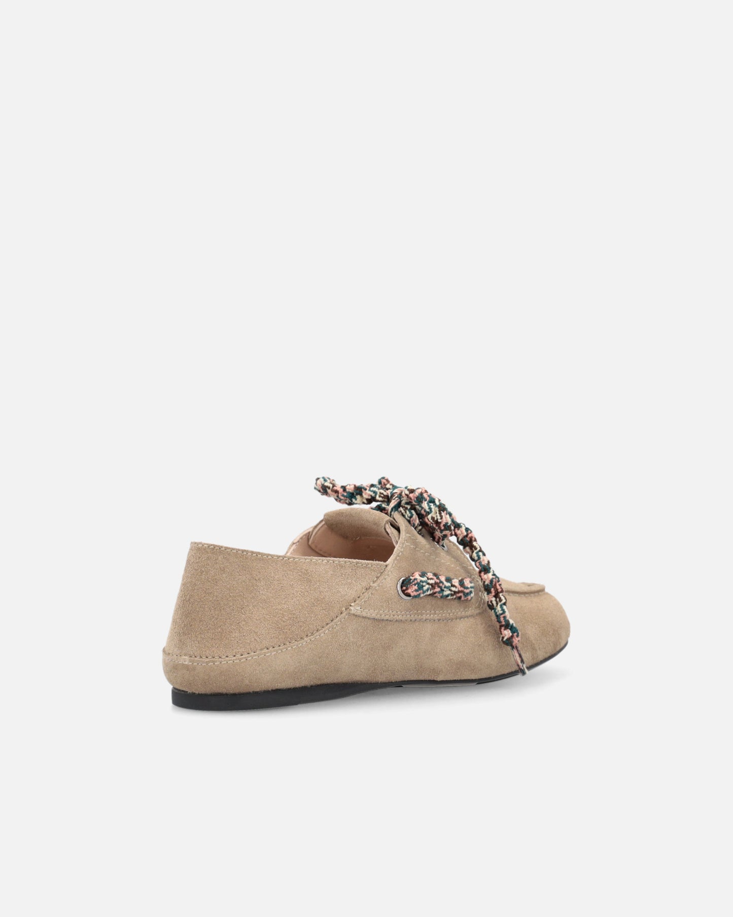 Suede moccasins with multicoloured laces