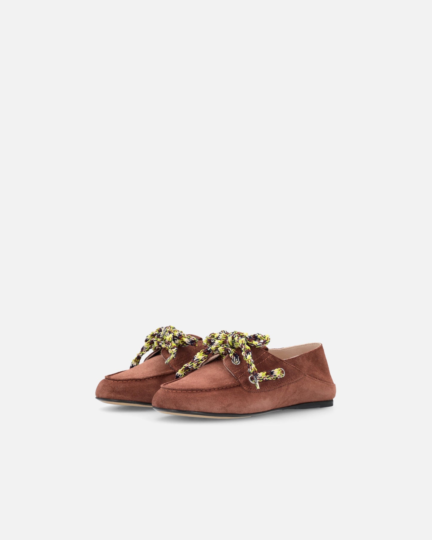 Suede moccasins with multicoloured laces