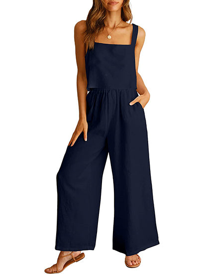 Lounge-Set mit weitem Bein und Tanktop mit eckigem Ausschnitt