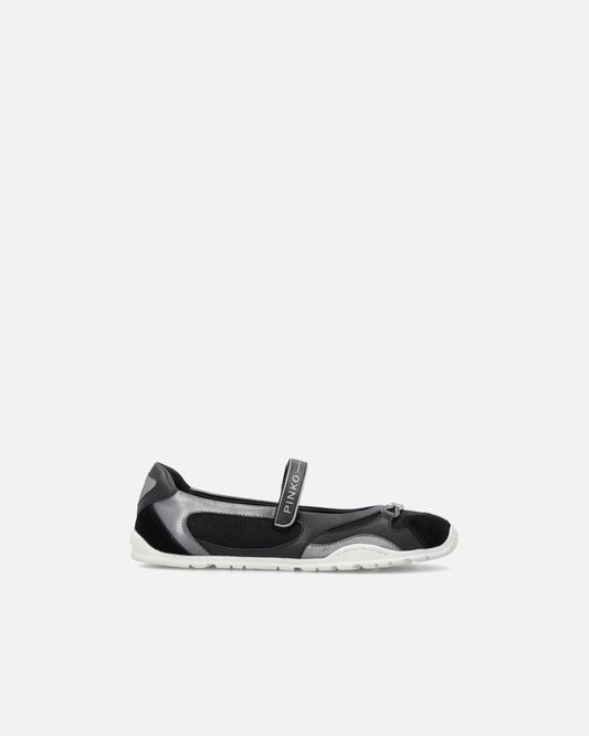 Sporty ballet flats with inserts and logo lettering