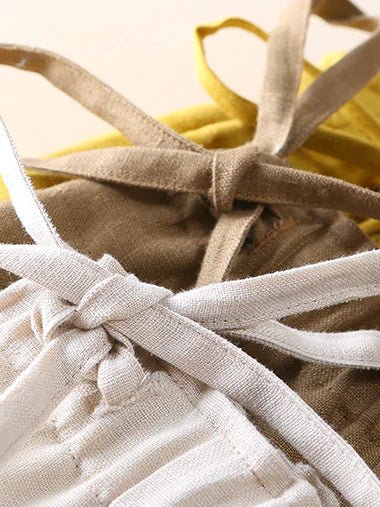Legere einfarbige gerade Leinen-Hosen Harun mit verkürztem Bein