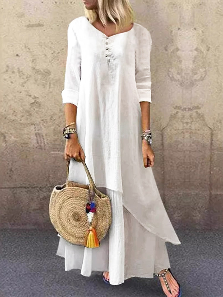 Lässiges Leinenkleid im Lagenlook