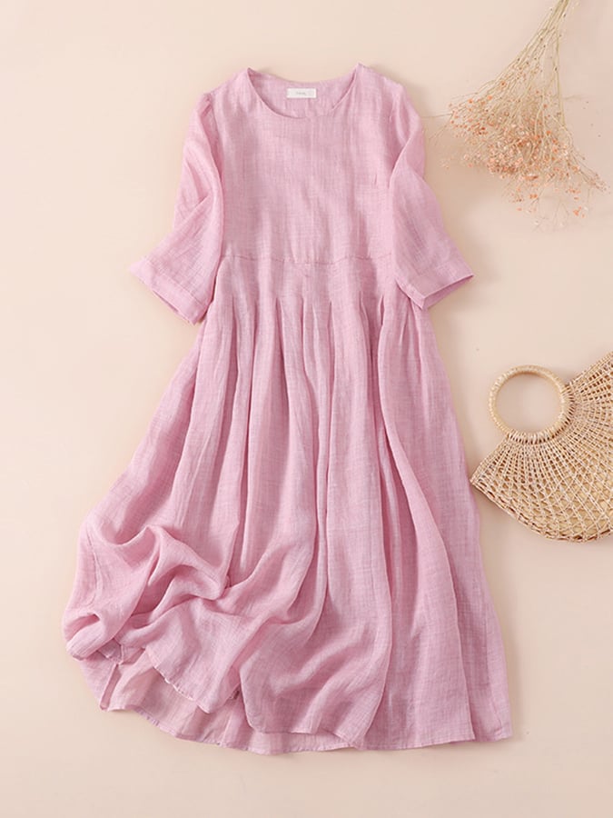 Ramie Festliches Weites Plisseekleid