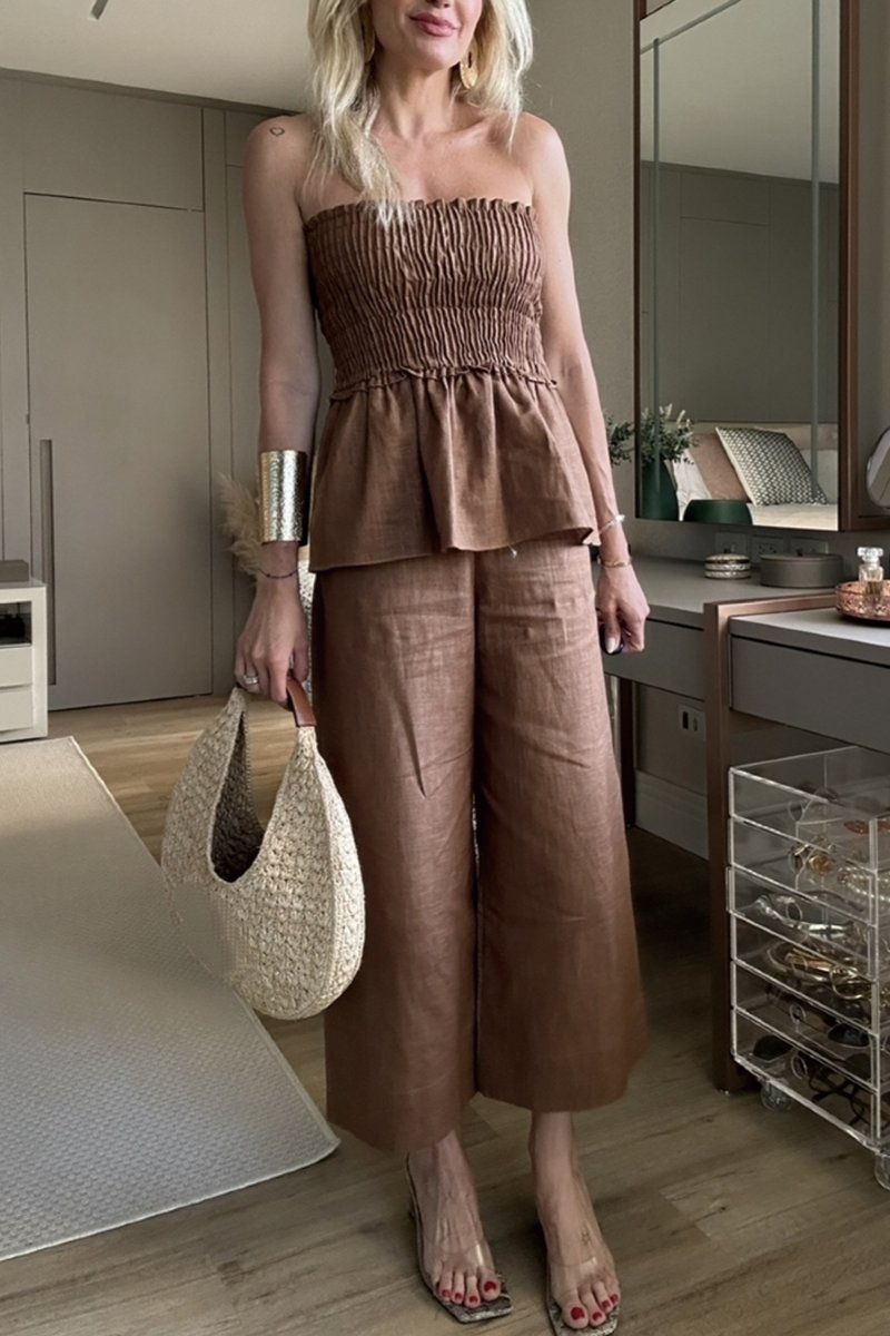 Damen-Set aus unifarbener Bluse und Hose